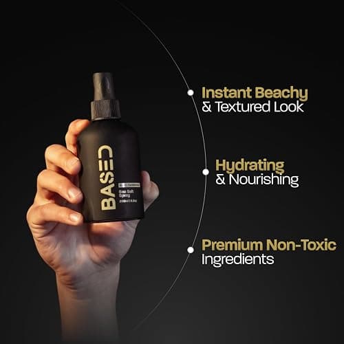 BASED Sea Salt Spray, Natural Finish Sea Salt Spray for Hair, Volumizes & Texturizes, Infused with Kelp & Vitamin B5, Light & Non-Greasy, Paraben, Sulfate, Phthalate Free, 6.8 oz (Pack of 1) thumbnail 3