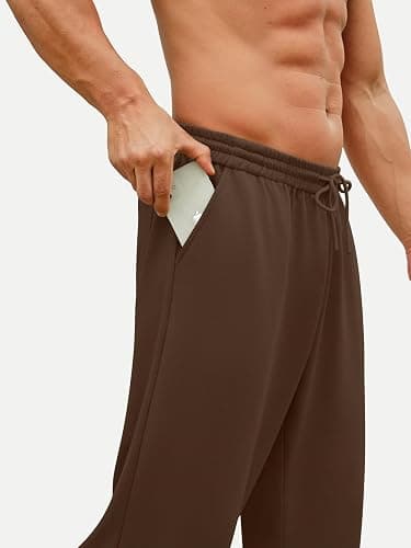 Hardaddy Men's Lightweight Sweatpants Baggy Straight Open Bottom Wide Leg Drawstring Lounge Athletic Pants with Pockets thumbnail 2