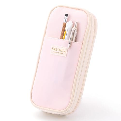 EASTHILL Big Capacity Pencil Case Large Pencil Pouch Stationery Pen Bag for Teen Girls-Pink - Image 1
