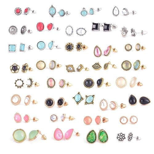 36 Pairs Boho Stud Earrings Set for Women Hypoallergenic Earrings Vintage Bohemian Assorted Earrings - Image 1