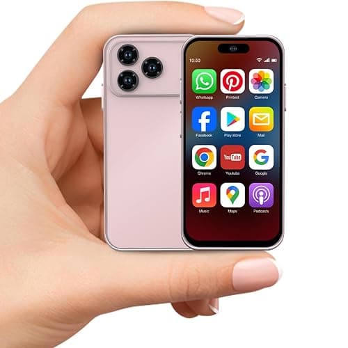 Pdfbenli Mini Phone for Kids, Unlocked Kid Phone, 4.0 inch HD Touch Screen, 3GB+32GB, 4G, Dual SIM, Face ID, Android 10.0, GPS, Kids Smart Phone (Rose Gold) - Image 1