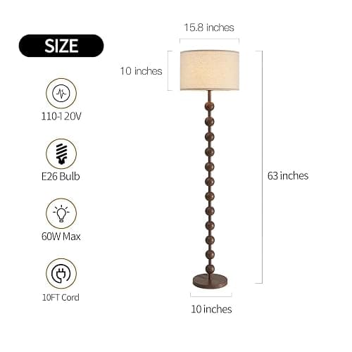 Fetason Modern Dimmable Floor Lamp with Remote Control for Living Room Bedroom, Red Wood Pattern Tall Standing Lamp Light for Home Office Dining Room with Fabric Shade thumbnail 5