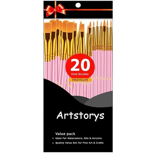 Paint Brushes Set, 20 Pcs Paint Brushes for Acrylic Painting, Oil Watercolor Acrylic Paint Brush, Artist Paintbrushes for Body Face Rock Canvas, Kids Adult Drawing Arts Crafts Supplies, Blush thumbnail 6