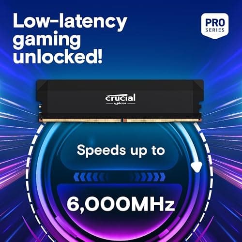 Crucial Pro DDR5 RAM 32GB Kit (2x16GB) 6000MHz CL36, Overclocking Gaming, Intel XMP 3.0 / AMD EXPO, Computer Memory (PC), Black - CP2K16G60C36U5B thumbnail 2