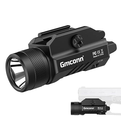 Gmconn 1250 Lumen Tactical Flashlight Pistol Light Rail Mounted LED Gun Light Strobe Weaponlight for Glock Pistol and Picatinny MIL-STD-1913 - Image 1