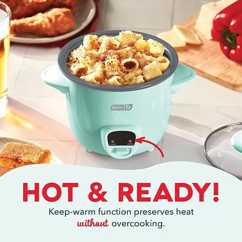 Dash Mini Ceramic Rice Cooker - Designed for Single-Serve Cooking - Compact Rice Cooker with Nonstick Removable Pot, Keep Warm Function & Easy-to-Clean Sleek Design - Aqua Ceramic thumbnail 4