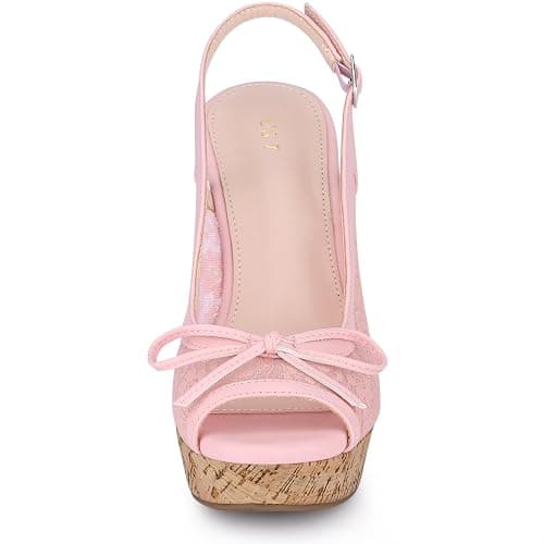 Allegra K Women's Lace Platform Wedges Wedge Heel Sandals thumbnail 2