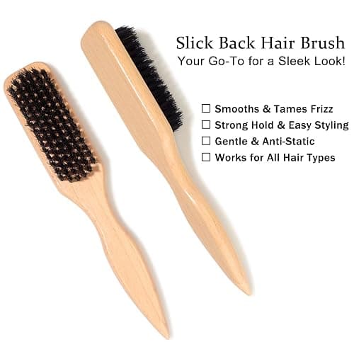 SPRINGSUGAR Slick Back Hair Brush & Hair Wax Stick Set for Slick Back – Boar Bristle Brush for Sleek, Control, Flyaways & Baby Hairs – Wax Stick for Women Sectioning & Parting thumbnail 7