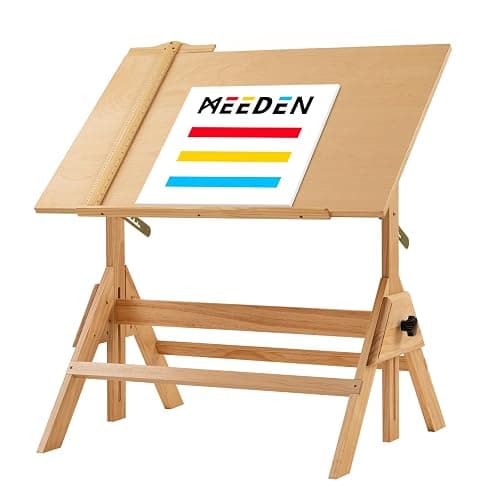 MEEDEN Wood Adjustable Drafting Table: 35.5" x 23.5" Art Drawing Desk with Various Height and Tiltable - Rustic Artist Desk with Pencil Ledge and Ruler for Writing Reading Graphic Design - Image 1