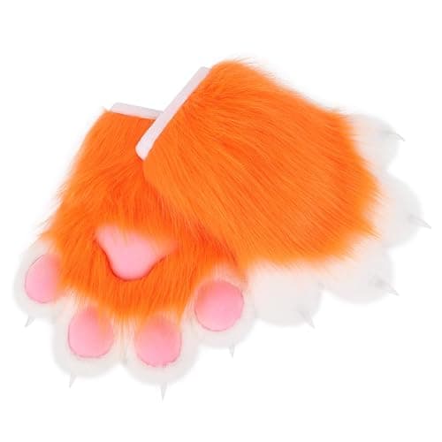 HAOAN Furry Faux Fur Fox Cat Paws Gloves Animal Fursuit Mittens Halloween Christmas Cosplay Costume Props thumbnail 6