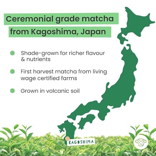 PureChimp Ceremonial Grade Matcha Powder 50g. 100% Pure Green Tea. Shade-Grown for MatchaLatte, Teas & Recipes. Recyclable Glass Jar. Antioxidant-Rich. thumbnail 3