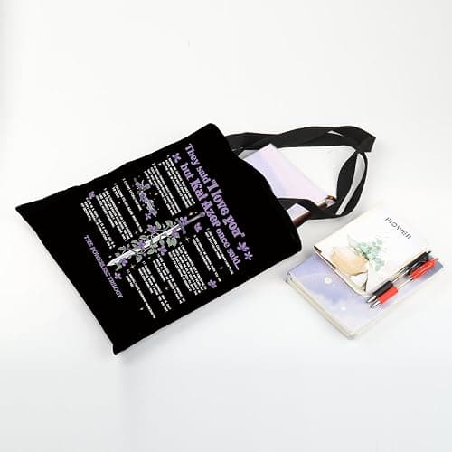 UJIMS Powerless Quote Inspired Tote Bag Special Edition Book Fans Gift Powerless Book Merch Dagger and Flower Bag thumbnail 2