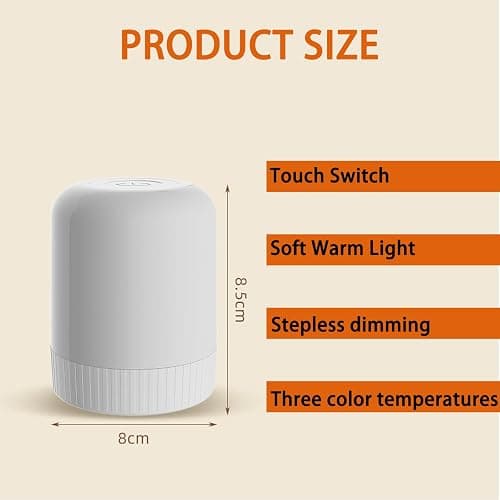 Ormromra Baby Night Light, Kids Night Light, LED Touch Rechargeable Lamp with Dimmable Warm White Light & RGB Color Changing, 4800mwh Small Night Lights for Kids, Bedroom, Living Room, Camping thumbnail 7