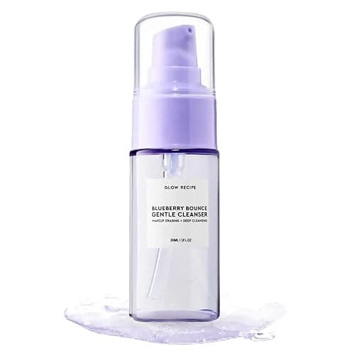Glow Recipe Blueberry Bounce Exfoliating Face Wash, Travel Size - Foaming Facial Cleanser, Makeup Remover & Clarifying Mask - Hydrating Hyaluronic Acid & Gentle AHA for Sensitive Skin - Vegan, 30ml - Image 1