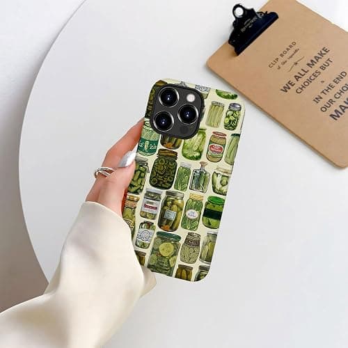 Case Compatible with iPhone 12,Scratch Resistant Hybrid 2-Layer Hard Shell Phone Case,Pickle Dill Collage Green thumbnail 7