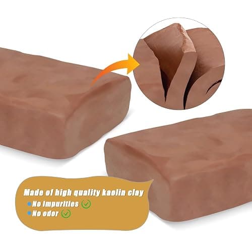 ZEHIQ Premium Air Dry Clay-2.2 lbs Natural Pottery Clay for Wheel Throwing, Hand Building, Sculpting Molding | No Baking Required, Self-Hardening | Beginner & Professional Artist Supplies(Terracotta) thumbnail 3