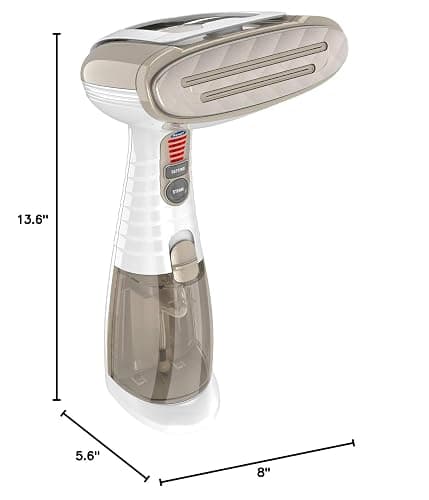 Conair Handheld Garment Steamer for Clothes, Turbo ExtremeSteam 1875W Fabric Steamer, Portable Handheld Design, Strong Penetrating Steam, White/Champagne thumbnail 2