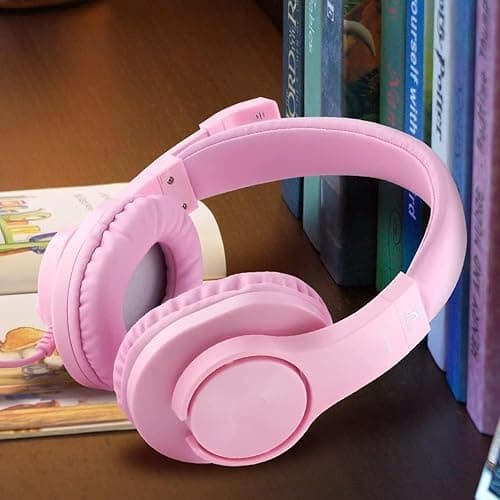 H-10 Gaming Headset for PS4, Xbox One, PC, PS5, Nintendo Switch, Stereo Wired Noise Cancelling Over Ear Headphones with Mic for Kids Adults, Bass Surround, Soft Memory Earmuffs, Pink thumbnail 4