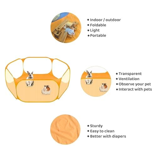 Amakunft Small Animal Playpen, Pop-Up Portable Play Yard for Guinea Pigs, Rabbits, Hamsters, Hedgehogs, Foldable Exercise Fence with Breathable Mesh for Indoor Outdoor Use thumbnail 2