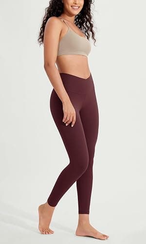 ODODOS Women's Crossover Leggings with Back Pocket, 23" / 25" / 28" Buttery Soft V High Wasit Lounge Yoga Pants thumbnail 2