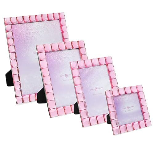 Isaac Jacobs Decorative Sparkling Jewel Picture Frame (4x6, Light Pink) | Jewel Picture Frame, Photo Display & Home Decor Two-way easel for vertical or horizontal display. Does NOT hang on wall thumbnail 4