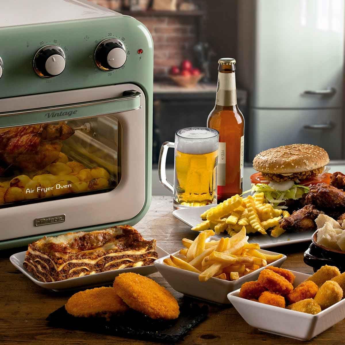 Ariete 4632, Fritadeira 2 em 1, Air Fryer e Forno Elétrico Vintage Verde, Capacidade de 16 Litros, 1400 Wats, Porta Transparente - 127V thumbnail 6