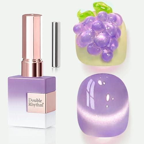 Double Rhythm 0.5 OZ Cat Eye Gel Polish with Magnet 15ML Holographic Glitter Shimmer Translucent Jelly Color Magnetic Nail Polish Salon DIY at Home (Lavender-MC1210) - Image 1