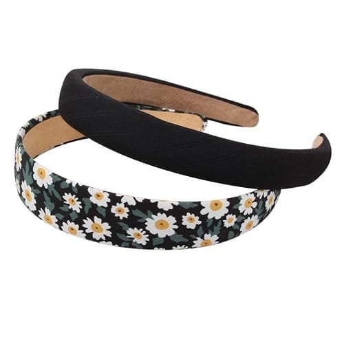 Cuizhiyu 6PK Different Designs Headbands for Women, Non-Slip Flower, Cute Pearl, Twisted, Black White Solid Headbands Set thumbnail 5