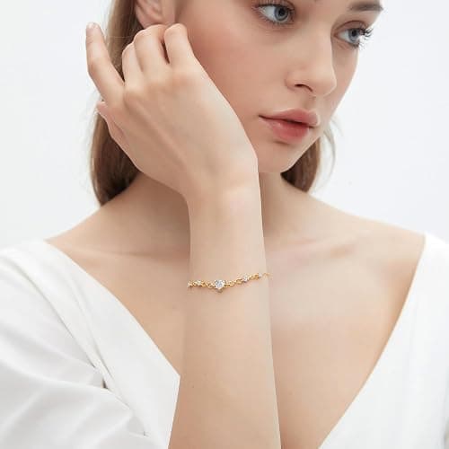 G&GEMSJEW Infinity Heart Birthstone Bracelets for Women, 925 Sterling Silver Women Charm Link Bracelet Adjustable, Birthday Anniversary Christmas Jewelry Gifts for Women Wife Mom Girlfriend Her thumbnail 3