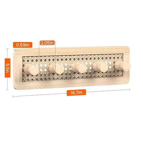 Homode Wooden Wall Hooks, Wall Mounted Coat Rack for Entryway, Boho Wood Pegs for Hanging Coats and Hats, Decorative Coat Hanger Purse Holder for Towel Key Jacket Bag Leash Cap thumbnail 3