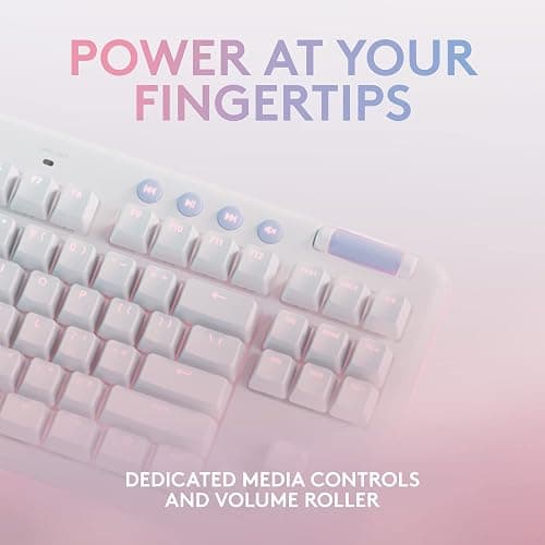 Logitech G713 Wired Mechanical Gaming Keyboard with LIGHTSYNC RGB Lighting, Clicky Switches (GX Blue), and Keyboard Palm Rest, PC/Mac Compatible - White Mist thumbnail 5