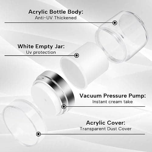 Airless Pump Jars Refillable Cosmetic Moisturizer Pump Botttles Travel Size for Cream, Gels and Lotion with Silicone Spatula (0.5oz+1oz+1.7oz) thumbnail 3