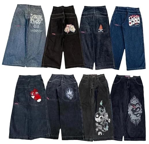 NAIEUCEA Y2K Baggy Jeans – Unisex Fashion Trends Jean, Straight Leg Streetwear thumbnail 3
