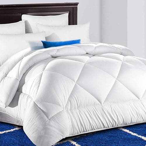All Season Comforter King Size White,Thick Comforter for Night Sweats,Down Alternative Comforter,Duvet Insert with 8 Corner Tabs, Winter Warm Quilts Hotel Collection Reversible Fluffy Hypoallergenic - Image 1