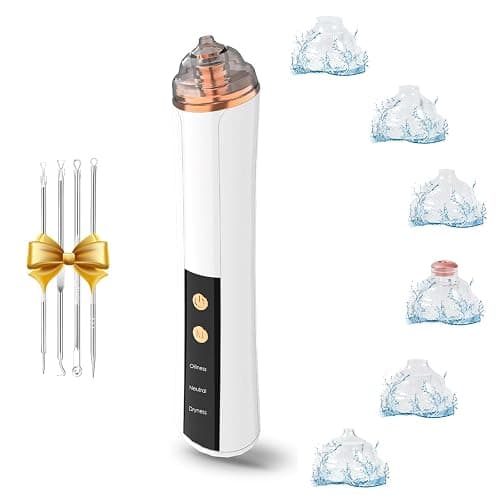 Blackhead Remover Pore Vacuum,Facial Pore Cleaner-6 Suction Power,3 Adjustable Suction Levels,USB Rechargeable Blackhead Vacuum Kit Electric Acne Extractor Tool for Women & Men (White) - Image 1