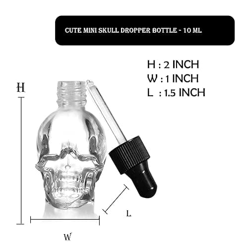 MINELEVEN 7 pcs Set 10ml Mini Skull Glass Dropper Bottle Leakproof Essential Oils Bottle for Storage and Travel (7pcs transparency skull bottle) thumbnail 3