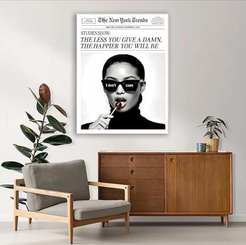 Jatinoo Aesthetic Posters for Bedroom Decor - 11.5x15 Inch Framed Canvas Wall Art with 'The Less You Give a Damn' Quote | Black and White Print for Mental Wellness, Trendy Room Aesthetic and Modern Home thumbnail 3