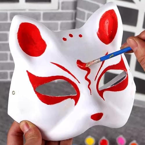 XIPEGPA Therian Masks White Paper Cat Masks to Painted Animal Cosplay Facemask Masquerade Mask Costume Prop for DIY Painting thumbnail 3