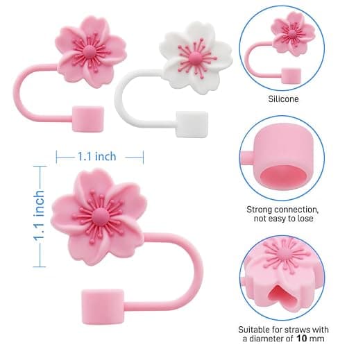 Straw Cover Cap for Stanley Cup,Silicone Straw Topper 10 mm 0.4 in Reusable Straw Tips Lids,Straw Tip Covers for Stanley Cups Accessories thumbnail 2
