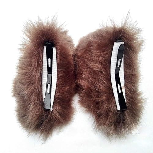 ZCMG Cat Ears Hair Clips Fox Ears Barrettes Women Furry Fur Cat Headpiece Holiday Hair Pins Sweet Halloween Party Decoration Headband Anime Cosplay Costume Kitty Kitten Hair Accessories Coffee - Pink thumbnail 6