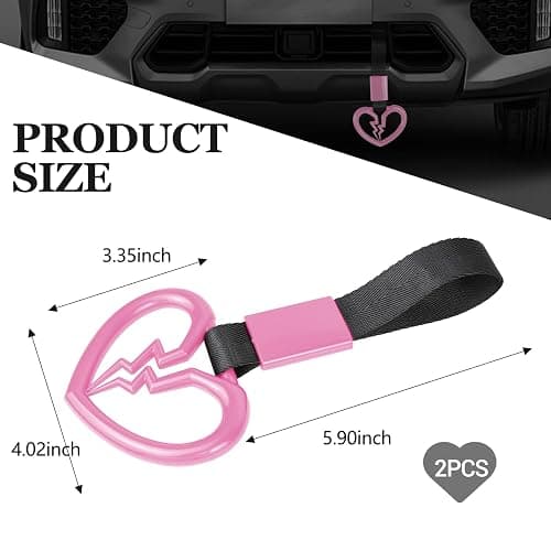 Wuyaoyao 2PCS Broken Heart Handle Ring for Car, Heart Shaped Handle Straps, Hand Strap Grab Handles Hang Ring for Car Bus Subway, Drift Charm Rear Bumper Warning Interior Decoration (Pink) thumbnail 2