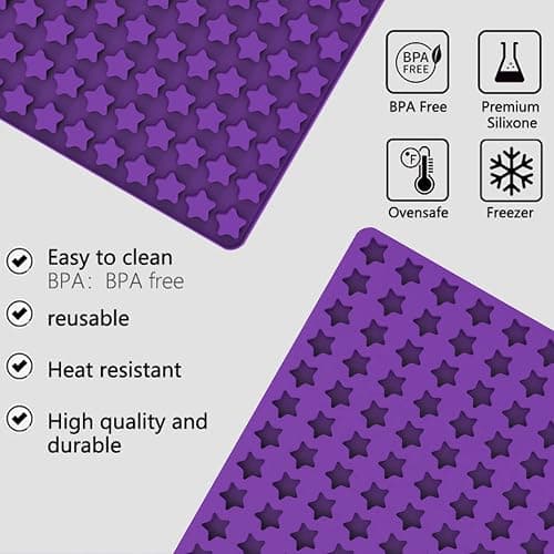 Amyandone Mini Star Silicone Mold, 112 Cavities Chocolate Candy Molds with Stars Shape for Homemade Pet Training Treats/Biscuits, Food Grade Star Mold for Fruit Snack/Cake Decor (with a Scraper) thumbnail 8