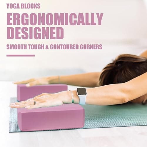 Septo 2 Pcs Yoga Blocks, 9x6x3 Inch Foam Blocks for Pilates | High density EVA foam Yoga Props lightweight non-slip surface for meditation stretching balance training thumbnail 4