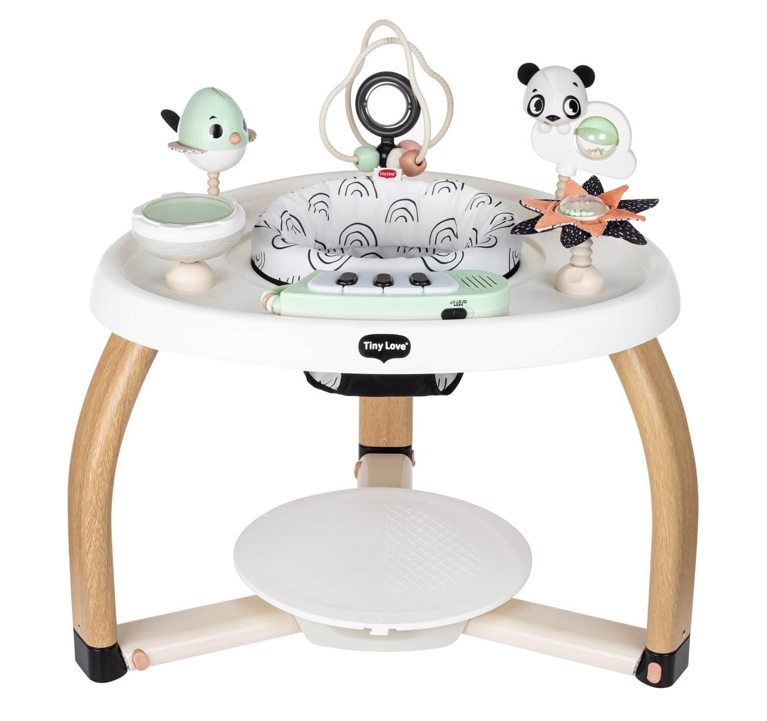 Tiny Love 5-in-1 Activity Center - Black & White Decor Collection, Includes Tummy Time, Balance Board, Toddler Table, and Chair Modes, Enhanced with 6 Detachable Toys for Developmental Play - Image 1