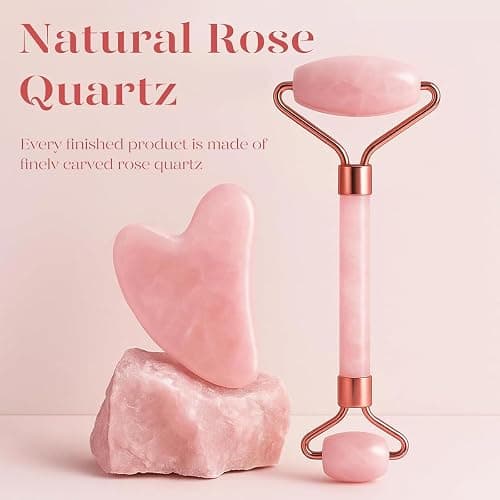 BAIMEI IcyMe Rose Quartz Roller & Gua Sha Facial Tool Set for Depuffing | Cooling Face Roller for Lymphatic Massage,Sculpting Tool for Face, Eyes & Neck, Skin Care Gifts for Women,Spa & Travel Use thumbnail 2