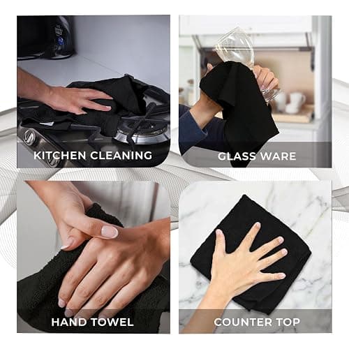 Avalon Towels Cotton Washcloths – (Pack of 24) Size 12x12 Inches, 100% Ring Spun Cotton, Soft & Absorbent Face Towels, Gym Towels, Hotel and Spa Quality, Reusable Fingertip Towels (Black) thumbnail 8
