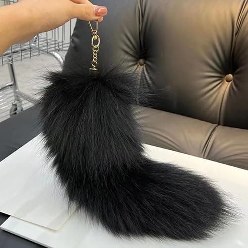 UUYYEO Faux Fox Tail Fluffy Keychain - Cute Plush Gift Keyring for Cosplay & Costume thumbnail 3