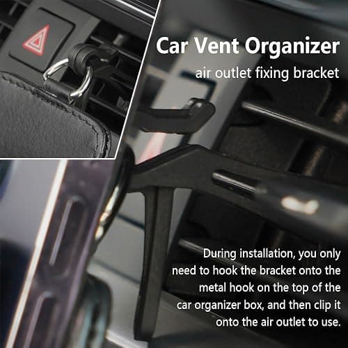 Salior Rhinestone Vent Storage Organizer, Leather Pocket, Bling Accessories for Women or Man, Multipurpose Sunglass and Coin Holder for Car Decorations, Black thumbnail 3