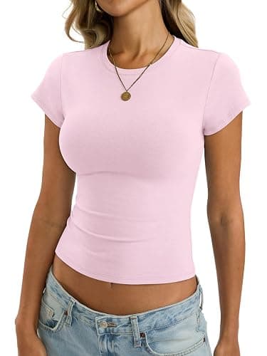 EasyGala Womens Cotton Crop Baby Tee Basic Crew Neck T Shirts Fitted Going Out Tops Summer Cute Gym Workout Clothes 2026 - Image 1