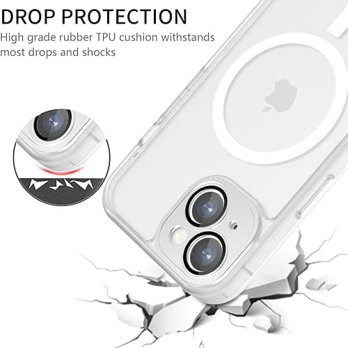 YUANDMI iPhone 13 Hülle, Hanyhülle iPhone 13 Magnetisch Leicht Dünn Matte Touch Kameraschutz, Kratzfeste Anti-Gelb rutschfest Kratzfest Schutz Stoßfest Hülle für iPhone 13 Transparent Weiß thumbnail 7